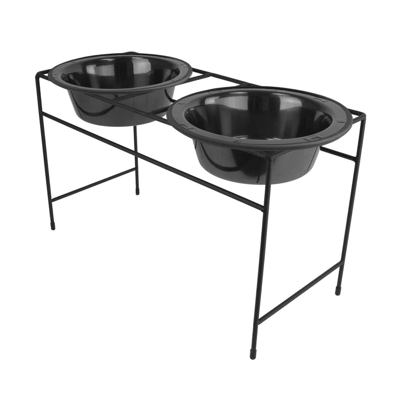 Platinum Pets Modern Double Diner, Large, Black Chrome