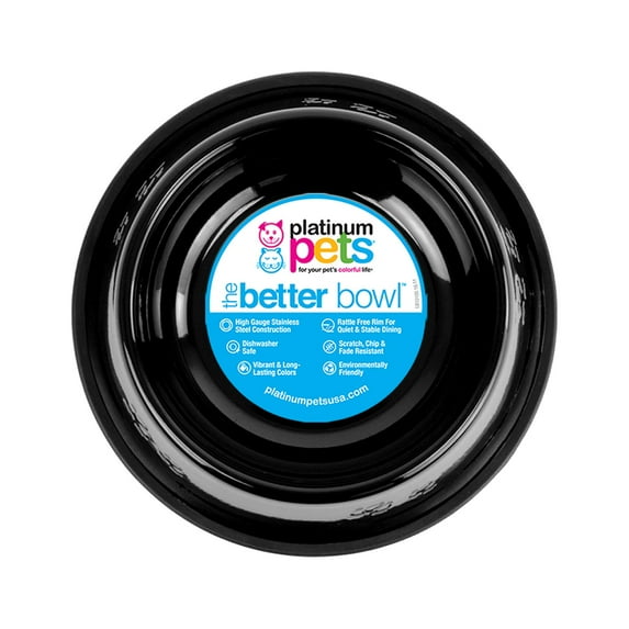 Platinum Pets Stainless Steel Non-Tip Bowl, Large, Midnight Black