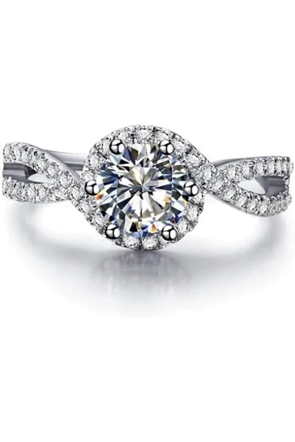 Platinum Plated 1.5 Carat Cubic Zircon Simulated Diamond Wedding Engagement Proposal Ring