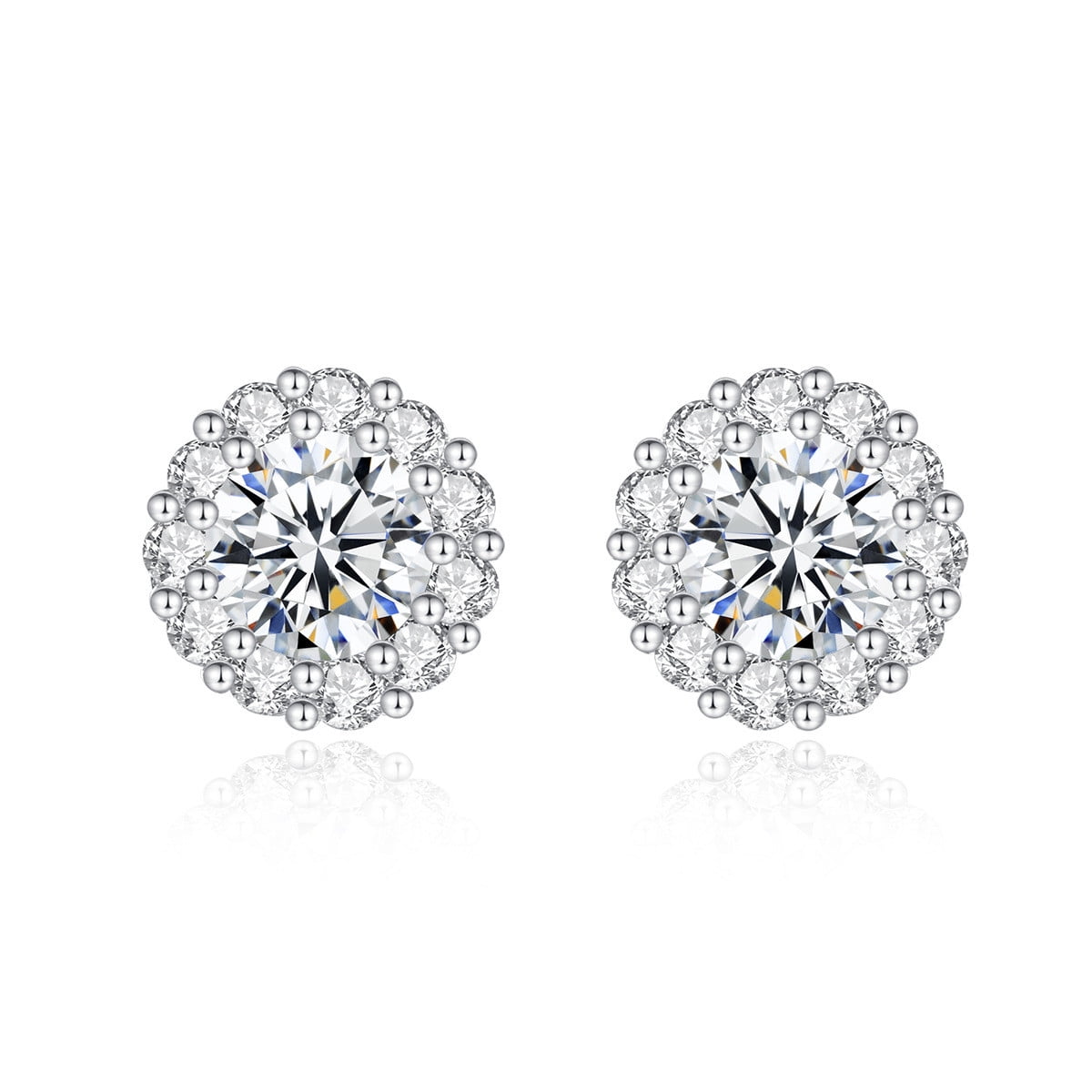 Platinum Plated 1ct Round AAA Zirconia Stud Earrings for Women E2013060102