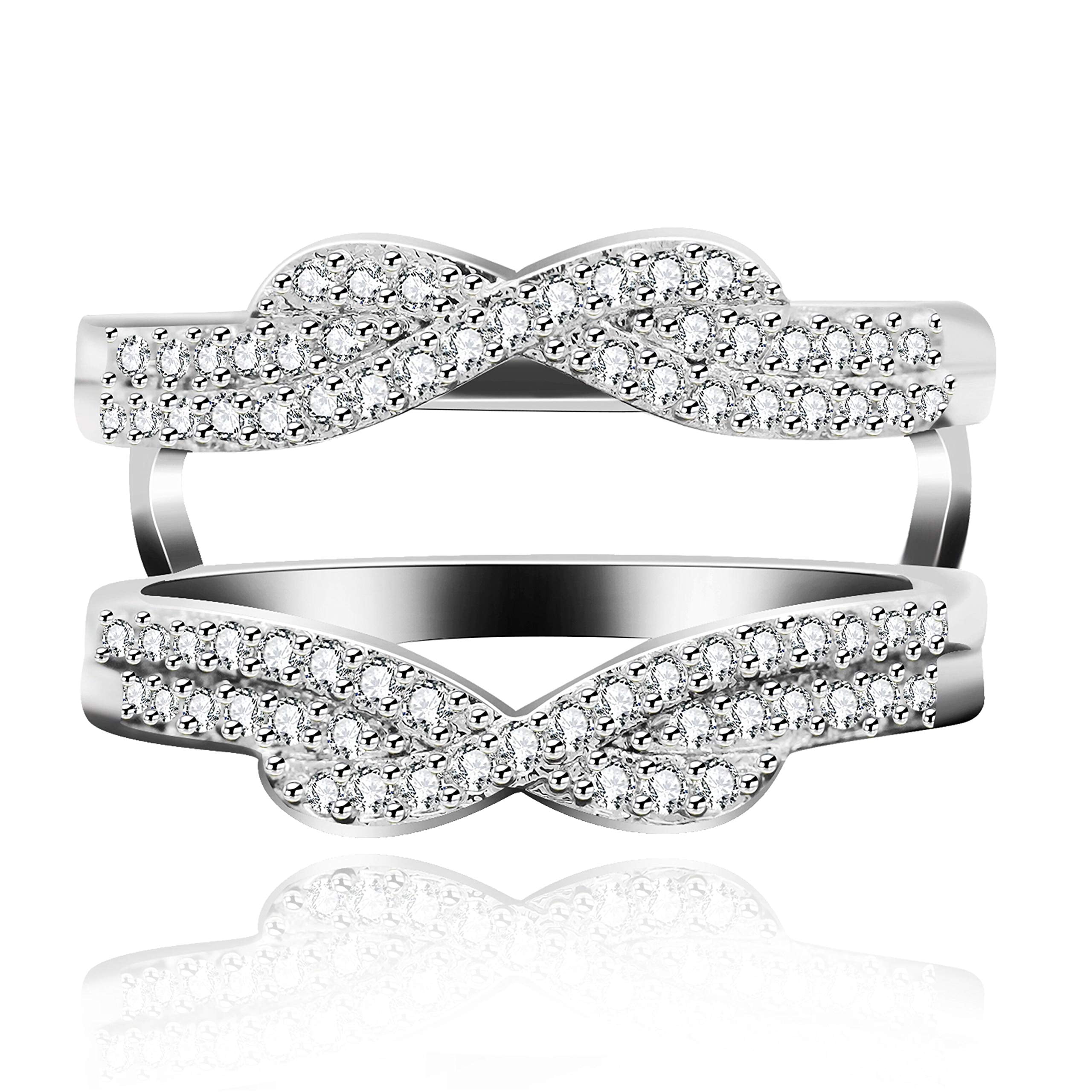 Platinum Plated Infinity Love Ring Enhancer Cubic Zirconia Wedding Band ...