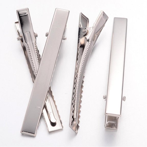 Platinum Plated Iron Flat Hair Clip Findings for DIY Hair Accessories Making 77x9mm