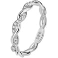 thumbnail image 1 of Platinum Plated Silver Braided Knot Eternity Wedding Band Promise Ring, 1 of 4