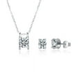 thumbnail image 1 of Platinum Plated Sterling Silver Moissanite Studs (5 MM Round, 1 CT DEW, CERTIFIED) & Matching Pendant (6.5 MM, 1 CT DEW, Certified), 1 of 12