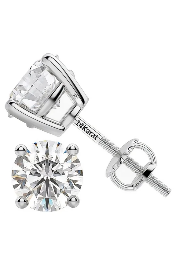 Platinum Plated Sterling Silver Threaded Stud Earrings