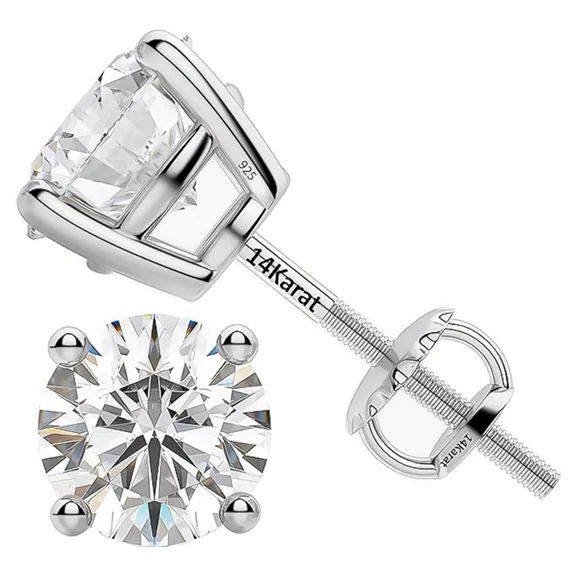 Platinum Plated Sterling Silver Threaded Stud Earrings