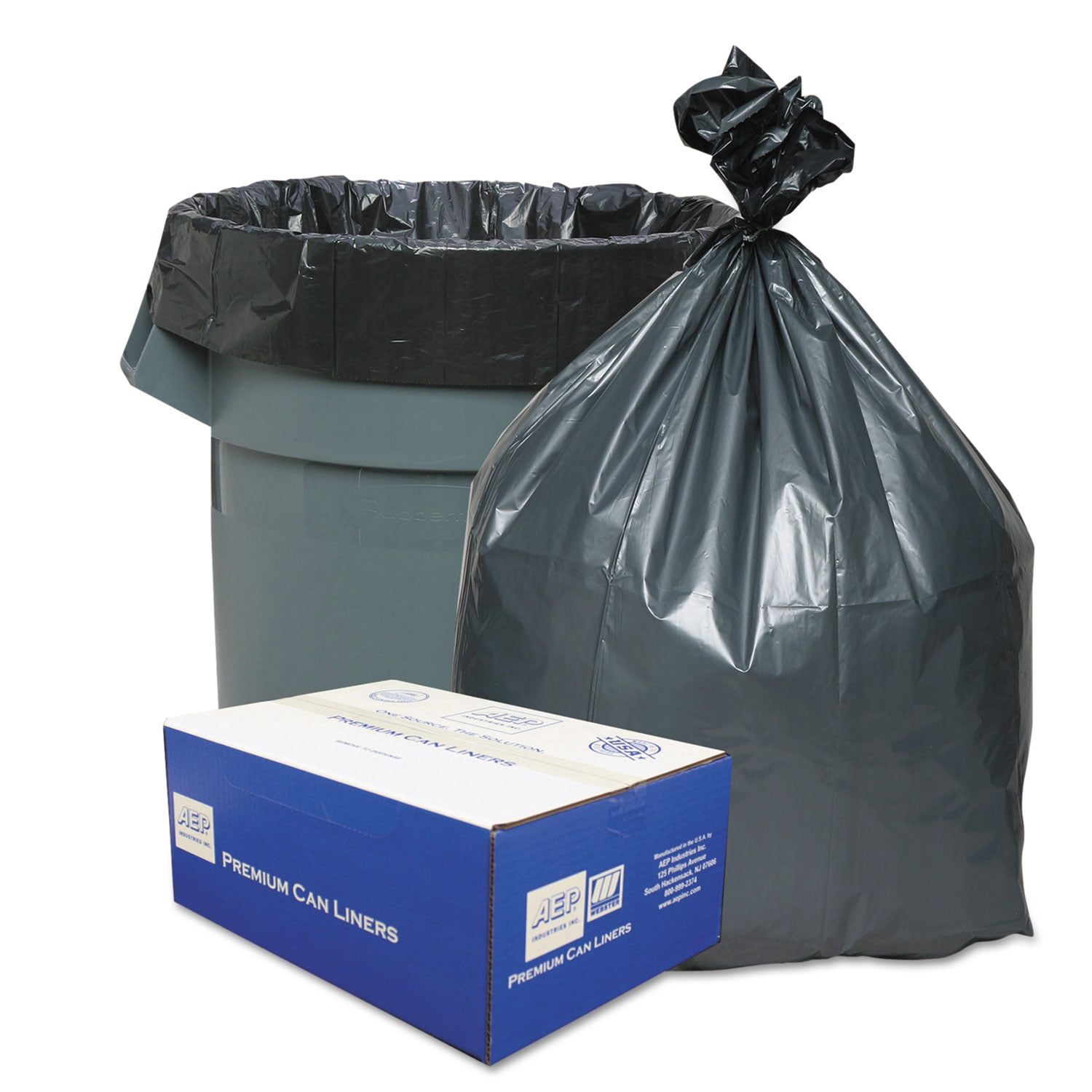 PlasticMill 100 Gallon 1.3 Mil Trash Can Liners for Outdoor, Municipal, or Township Garbage Cans, 10 Bags - Case