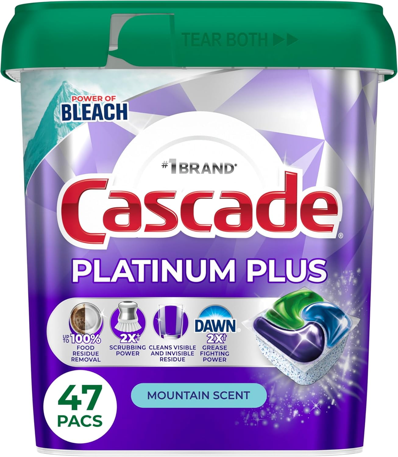 Platinum Plus Dishwasher Pods, Dishwasher Detergent, Dish Detergent Soap, Mountain, 47 Count
