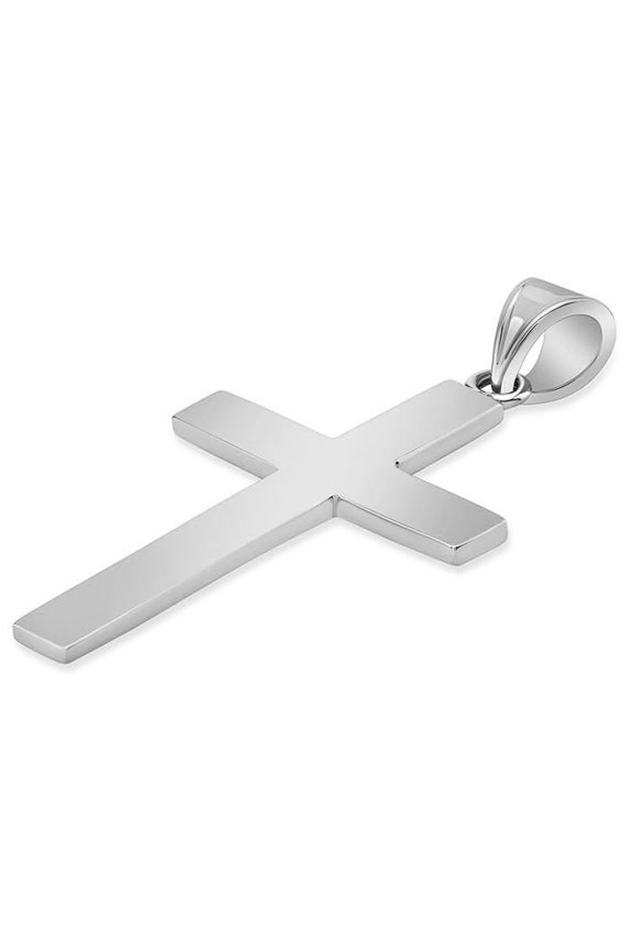 Platinum Polished Cross Pendant for Men