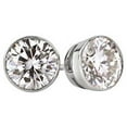 thumbnail image 1 of Platinum Round Moissanite Stud Earrings (2ct TGW, 6.5mm, J-K)Bezel-set, Push-Back by Diamond Wish, 1 of 4