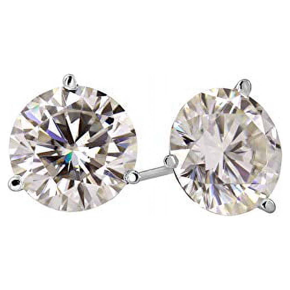 14k White Gold 3.50ct. 8mm Round Moissanite 3-Prong Post Earrings 14k White Gold 3.50ct. 8mm Round Moissanite 3-Prong Post Earrings