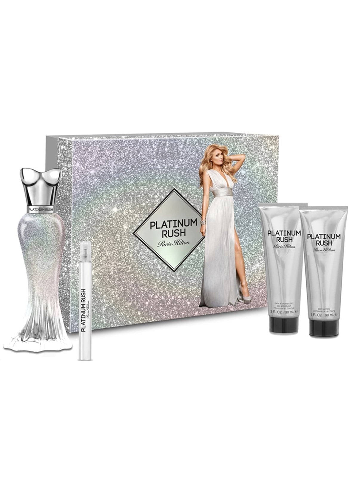 Paris Hilton Platinum Rush Perfume Gift Set for Women, 4 Pieces