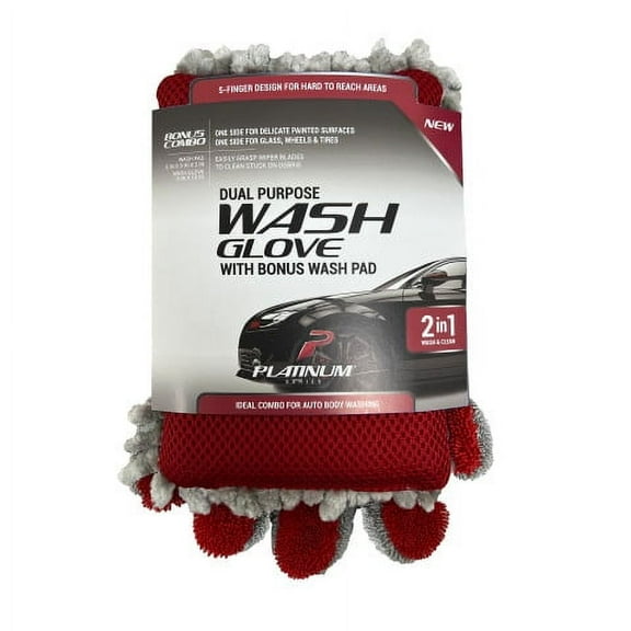 Platinum Series 2in1 Microfiber Wheel Cleaner Wash Glove & Pad, 2 Pack