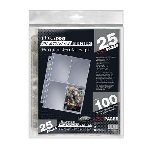 Ultra Pro ULP83658 Platinum Series 4 Pocket, Playing Cards - 25 Pages