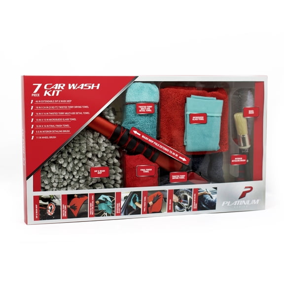 Platinum Series Complete Microfiber Car Wash Kit, 7 Piece