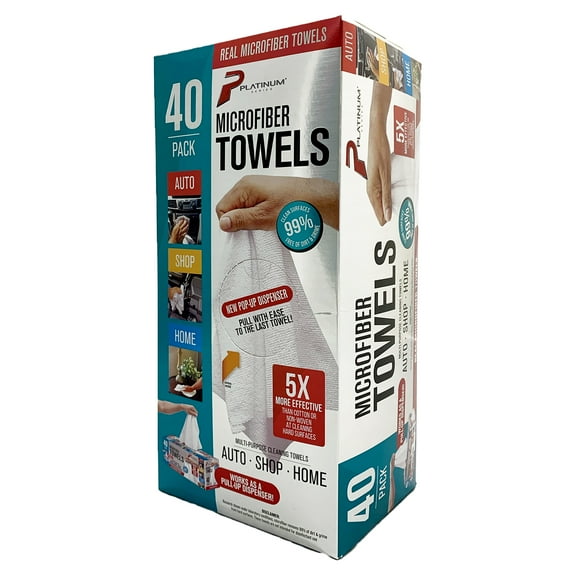 Platinum Series Multi-Use Microfiber Cleaning Towel Dispenser Box, 40 Count, White
