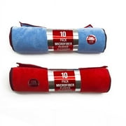 Platinum Series Plush Coral Fleece Multipurpose Microfiber Towel, 10 Pack, Red, Blue