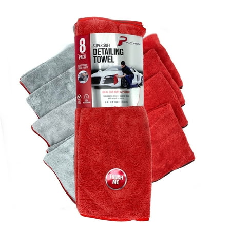 Platinum Series Plush Microfiber Auto Polishing & Detailing Towels, 8 Count