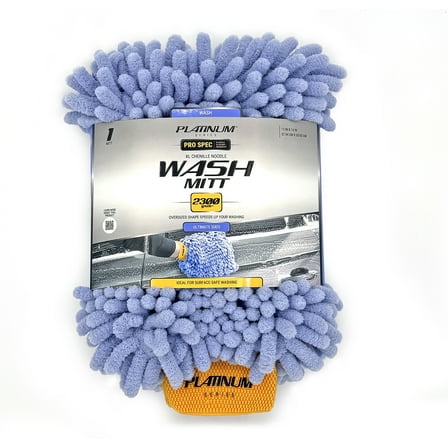 Platinum Series Pro Spec Chenille Microfiber Car Wash Mitt, Extra-Large 11" x 13" Scratch-Free Auto Detailing Glove