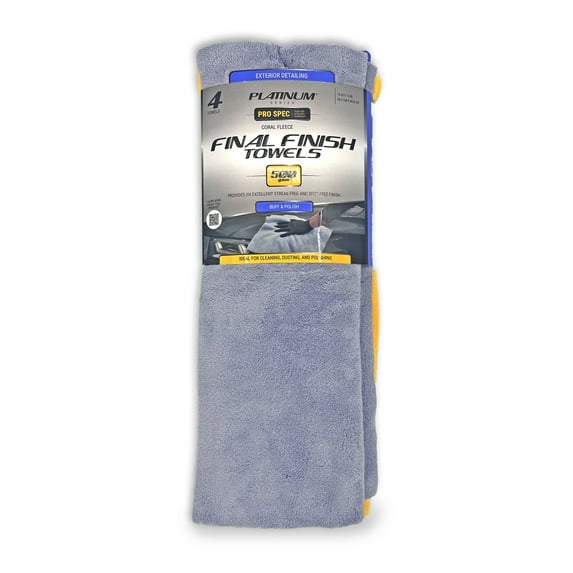 Platinum Series Pro Spec Microfiber Car Cleaner Final Finish 16 x 16, Clean, Dust, Detail, 4 Pack