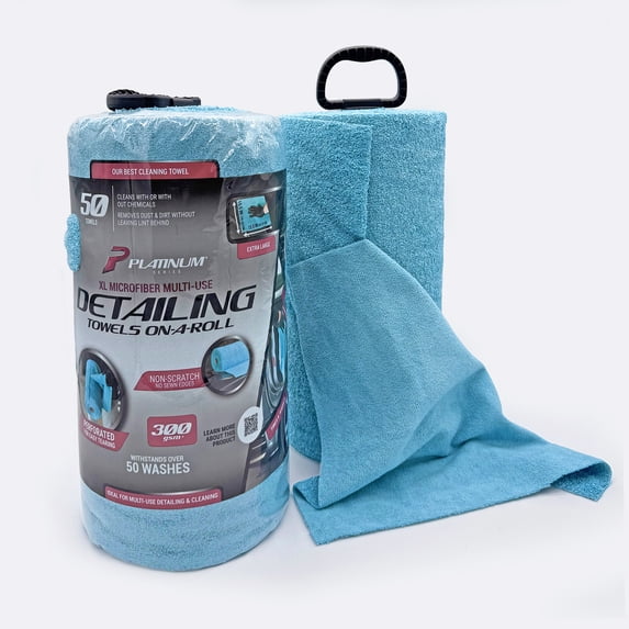 Platinum Series XL Multi-Purpose Microfiber Cleaning Towels, 50 Count Roll, 300 GSM