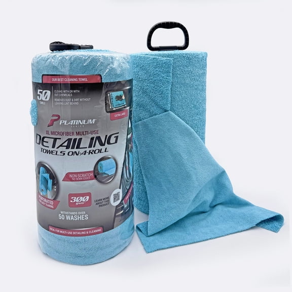 Platinum Series XL Multi-Purpose Microfiber Cleaning, Detailing Towels, 50 Count Roll