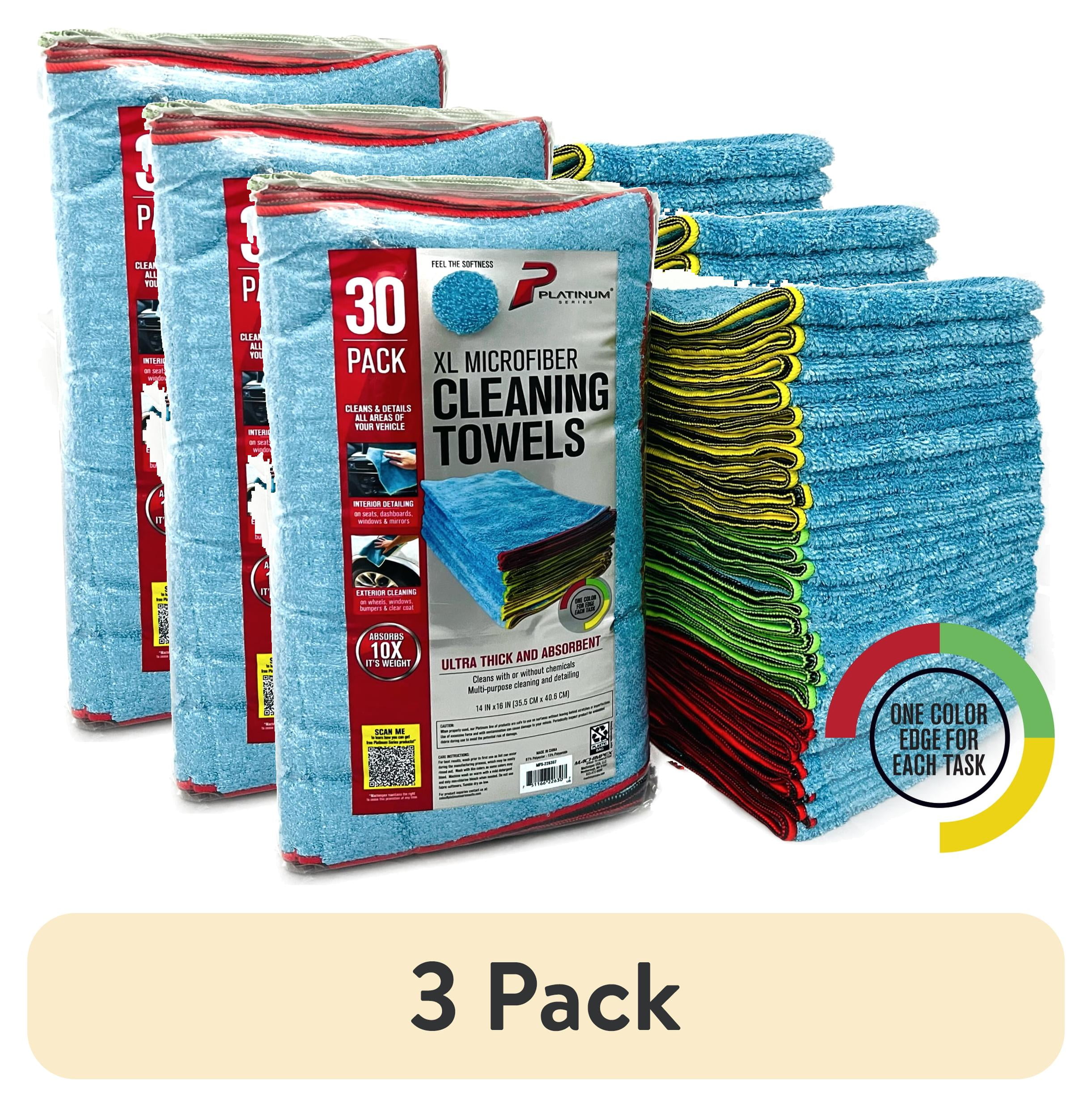 Extra Large Blue Microfiber Multi-Purpose Cleaning Towels, 30 Pack