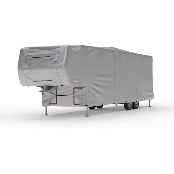 Platinum Shield Weatherproof RV Cover Compatible with 5th Wheel RV 23' - 26' Long - Outdoor - Protect from Water, Snow, Sun - Fleece Lining - Includes Cable Lock, Storage Bag & Wind Straps