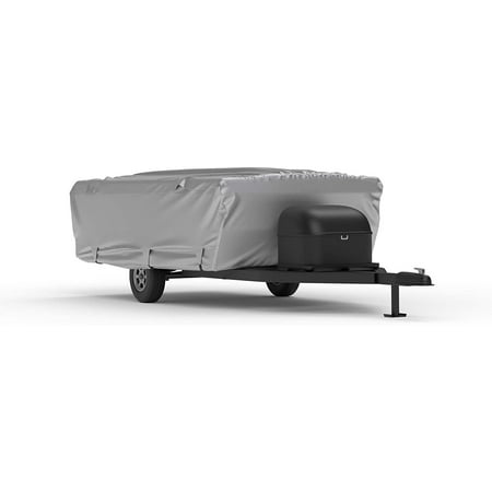 Platinum Shield Weatherproof RV Cover Compatible with Pop Up Trailer RV 8' - 10' Long - Outdoor - Protect from Water, Snow, Sun - Fleece Lining - Includes Cable Lock, Storage Bag & Wind Straps