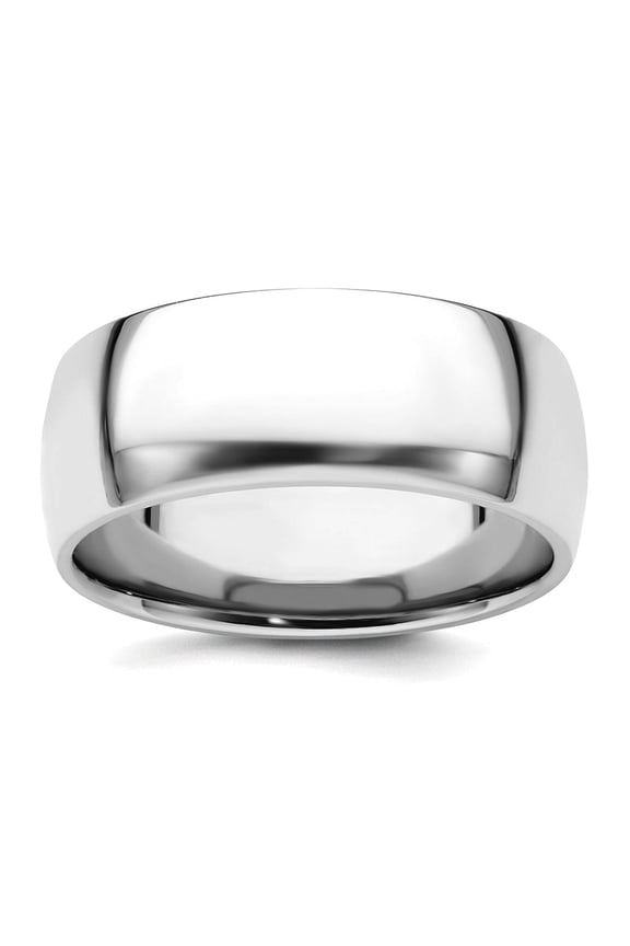 Platinum Solid Polished 8mm Half-Round Comfort-Fit Lightweight Band Ring Size 6.5 Ring for Women and Men