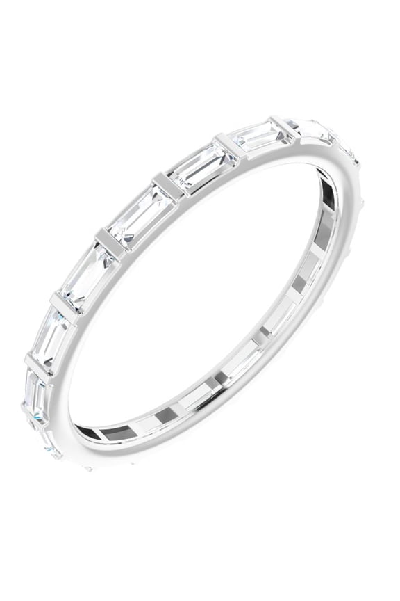 Platinum Straight Baguette 3 X 1.25 Mm Si2-Si3, Ghi Polished 1/2 Ctw Natural Diamond Eternity Band, Size 6.5