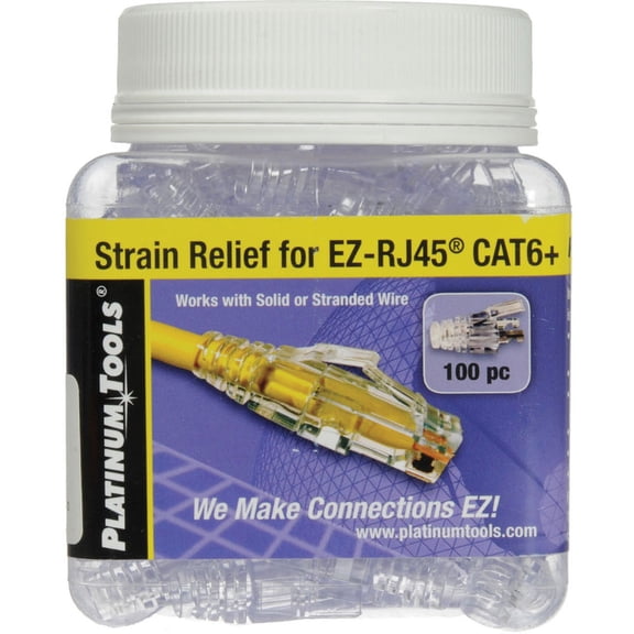 Platinum Tools 202036J Strain Relief for EZ-RJ45 Cat 6 Connectors, Pack of 100