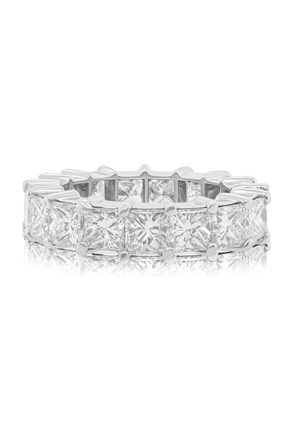Platinum Eternity Wedding Band Ring. Features 5.70 Carat Of Princess Cut Diamonds