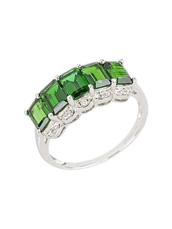 Platinum over Sterling Silver Chrome Diopside Ring