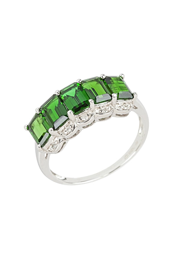 Platinum over Sterling Silver Chrome Diopside Ring