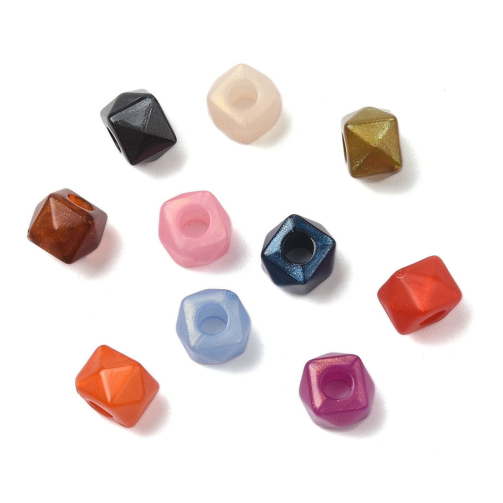 Platisc Acrylic Beads Faceted Square 7.5x7.5x5.5mm Hole: 2.5mm about 2500pcs/500g