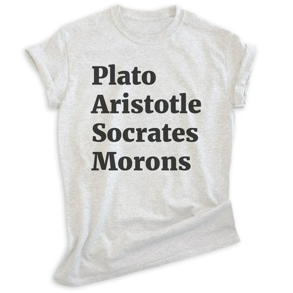 Plato Aristotle Socrates Shirt, Unisex Women's Men's Shirt, Movie Quote Shirt, Pop Culture Shirt, Heather Ash, X-Small
