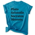 thumbnail image 1 of Plato Aristotle Socrates Shirt, Unisex Women's Men's Shirt, Movie Quote Shirt, Pop Culture Shirt, Heather Blue, 3X-Large, 1 of 6