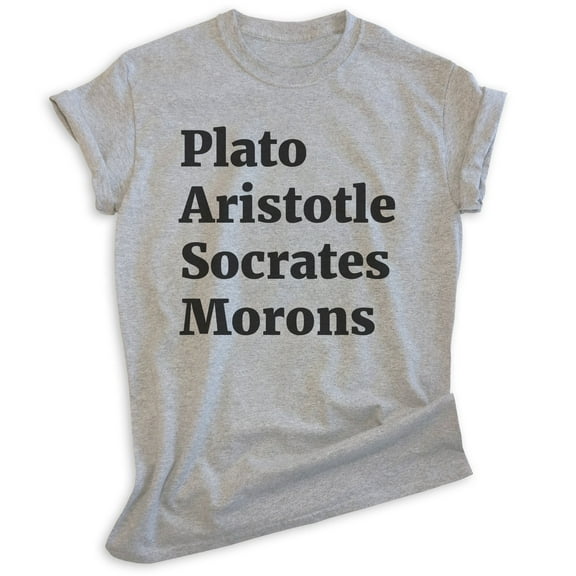 Plato Aristotle Socrates Shirt, Unisex Women's Men's Shirt, Movie Quote Shirt, Pop Culture Shirt, Heather Gray, Small