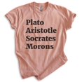thumbnail image 1 of Plato Aristotle Socrates Shirt, Unisex Women's Men's Shirt, Movie Quote Shirt, Pop Culture Shirt, Heather Sunset, X-Small, 1 of 6