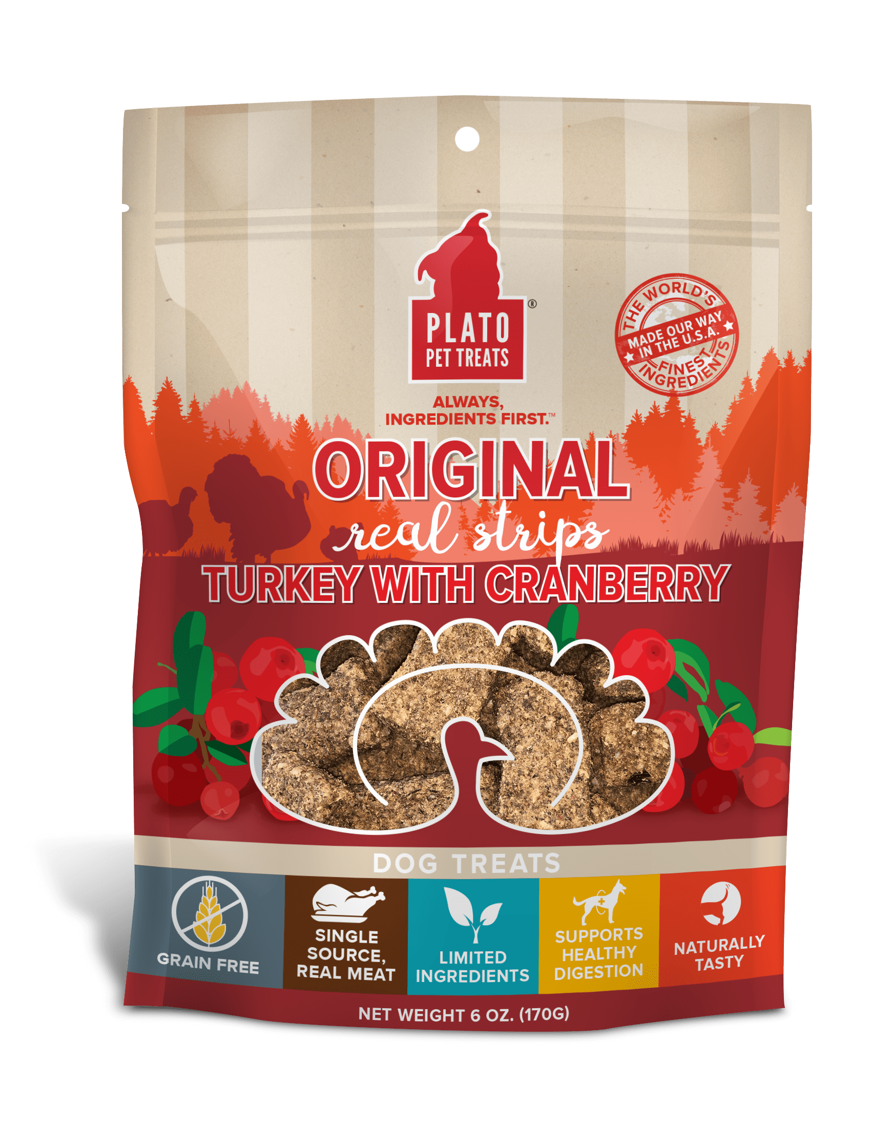 Plato Grain Free Real Strips Turkey With Cranberry Dog Treats Plato Grain Free Real Strips Turkey With Cranberry Dog Treats