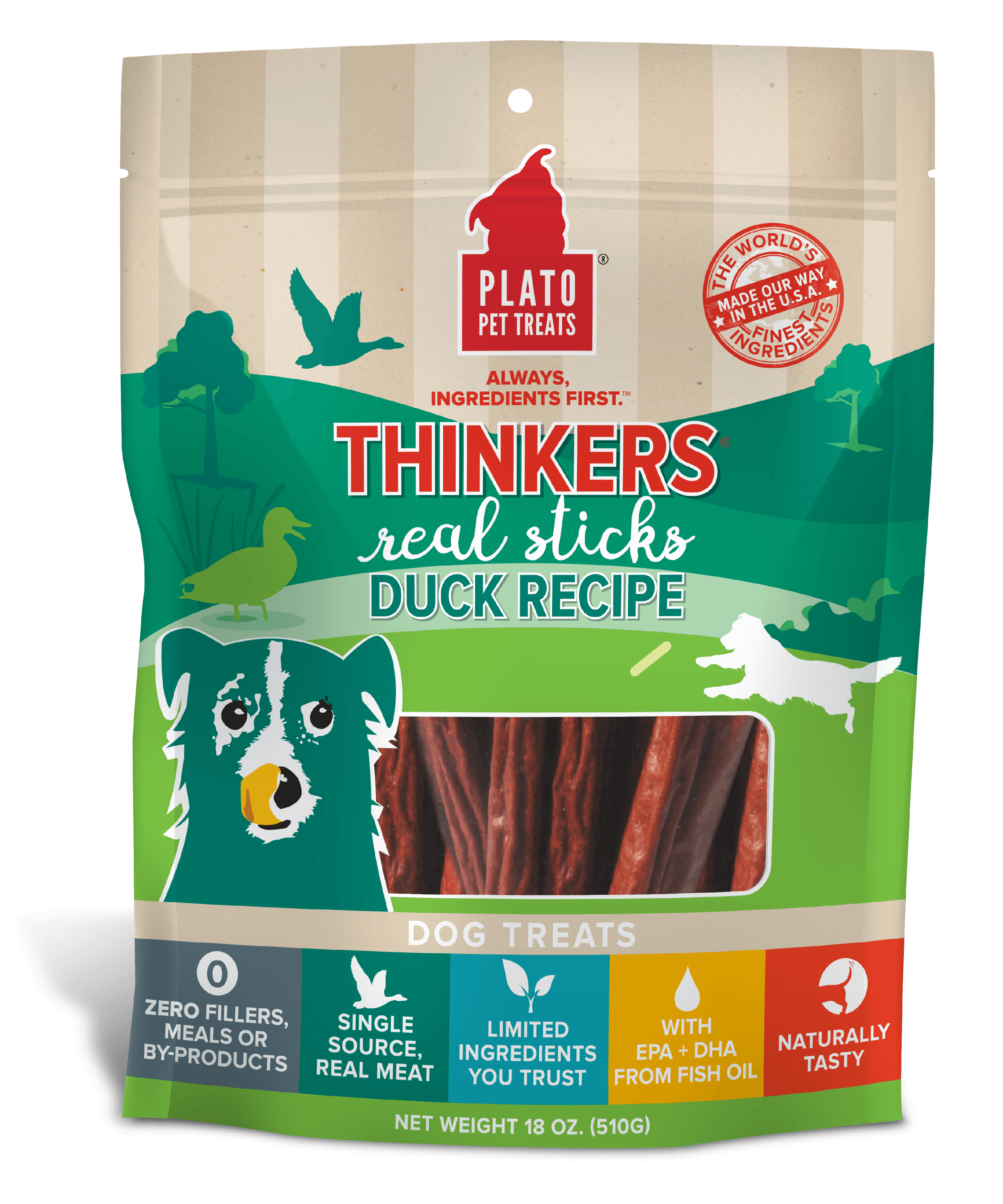 Plato Pet Treats Thinkers Duck Dog Treats, 18 Ounce