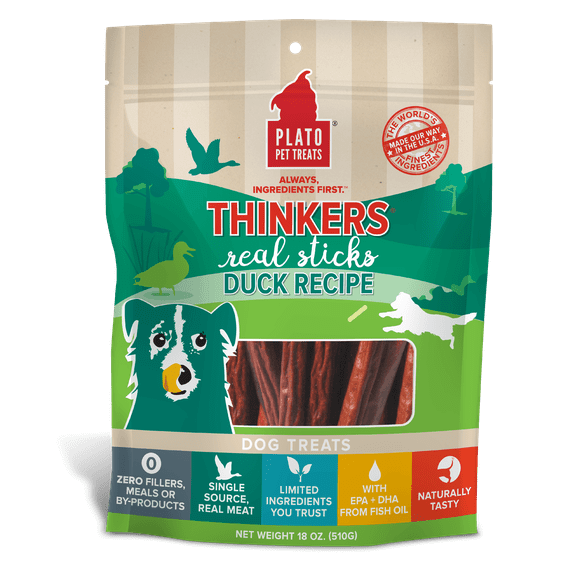 Plato Pet Treats Thinkers Duck Dog Treats, 18 Ounce