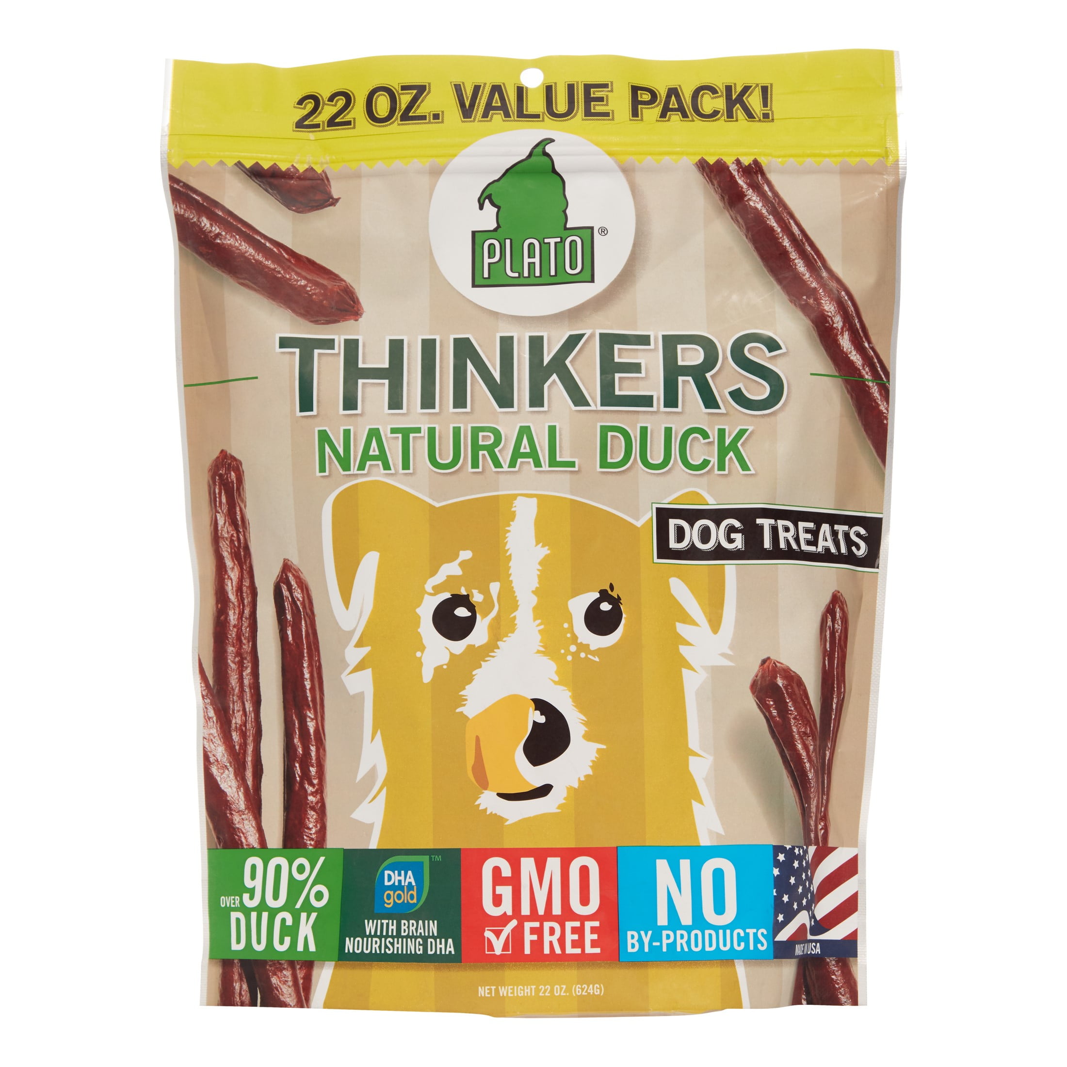 Plato Thinker Sticks Natural Duck Dog Treats, 22 Oz