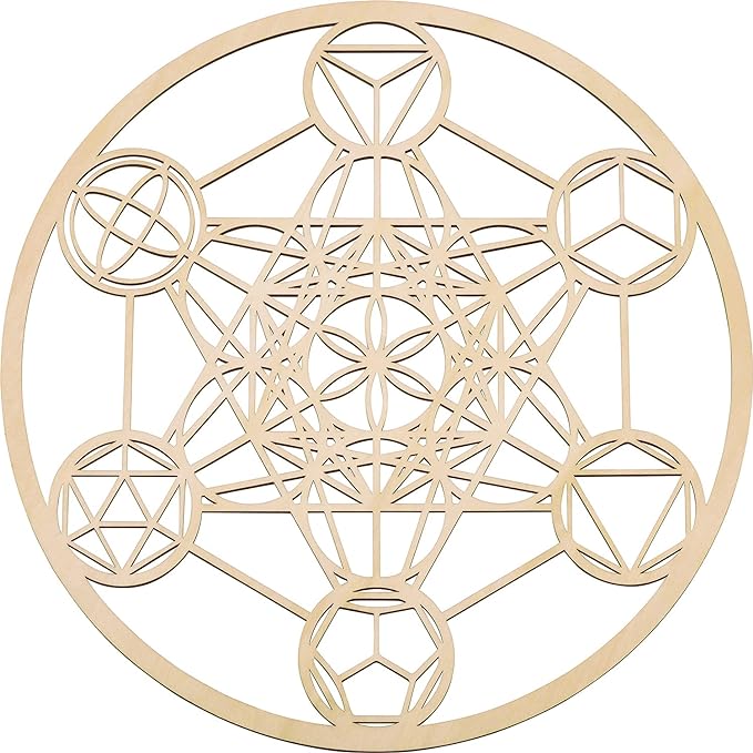 Platonic Solids Metatron Cube, 12 Inch Wall Art Modern Sacred