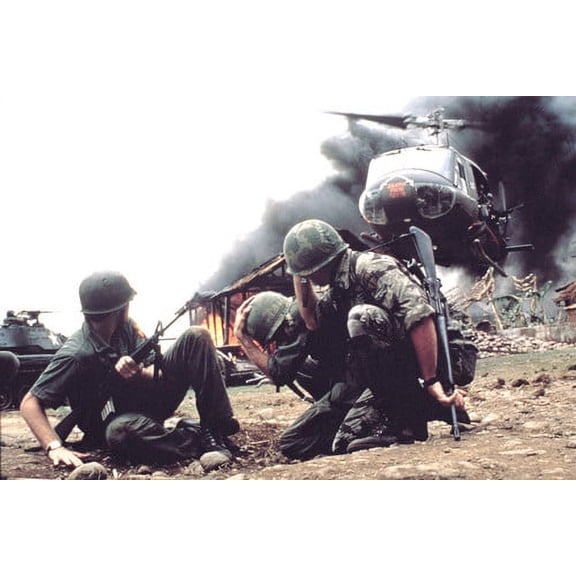 Platoon 24x36 Poster Battle Scene With Helicopter