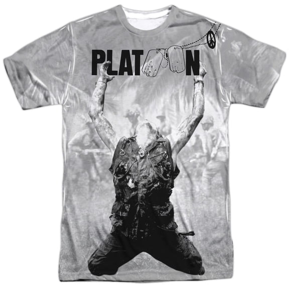 Platoon Men's Grayscale Poster Sublimation T-shirt White