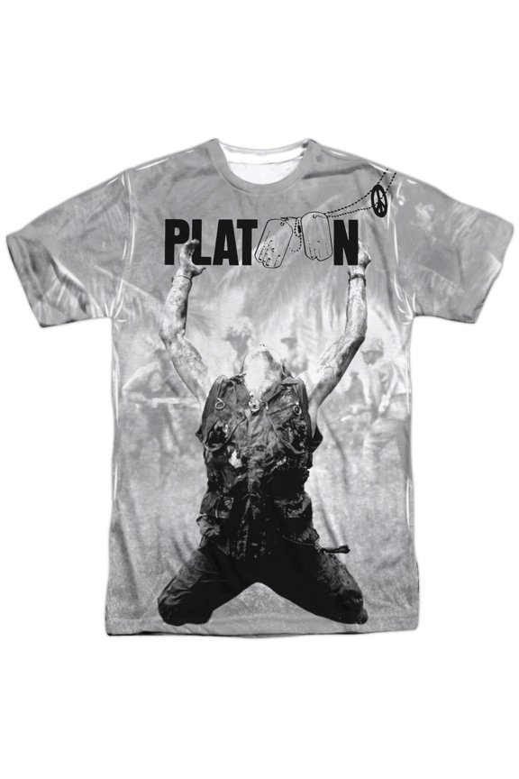 Platoon Men's  Grayscale Poster Sublimation T-shirt White