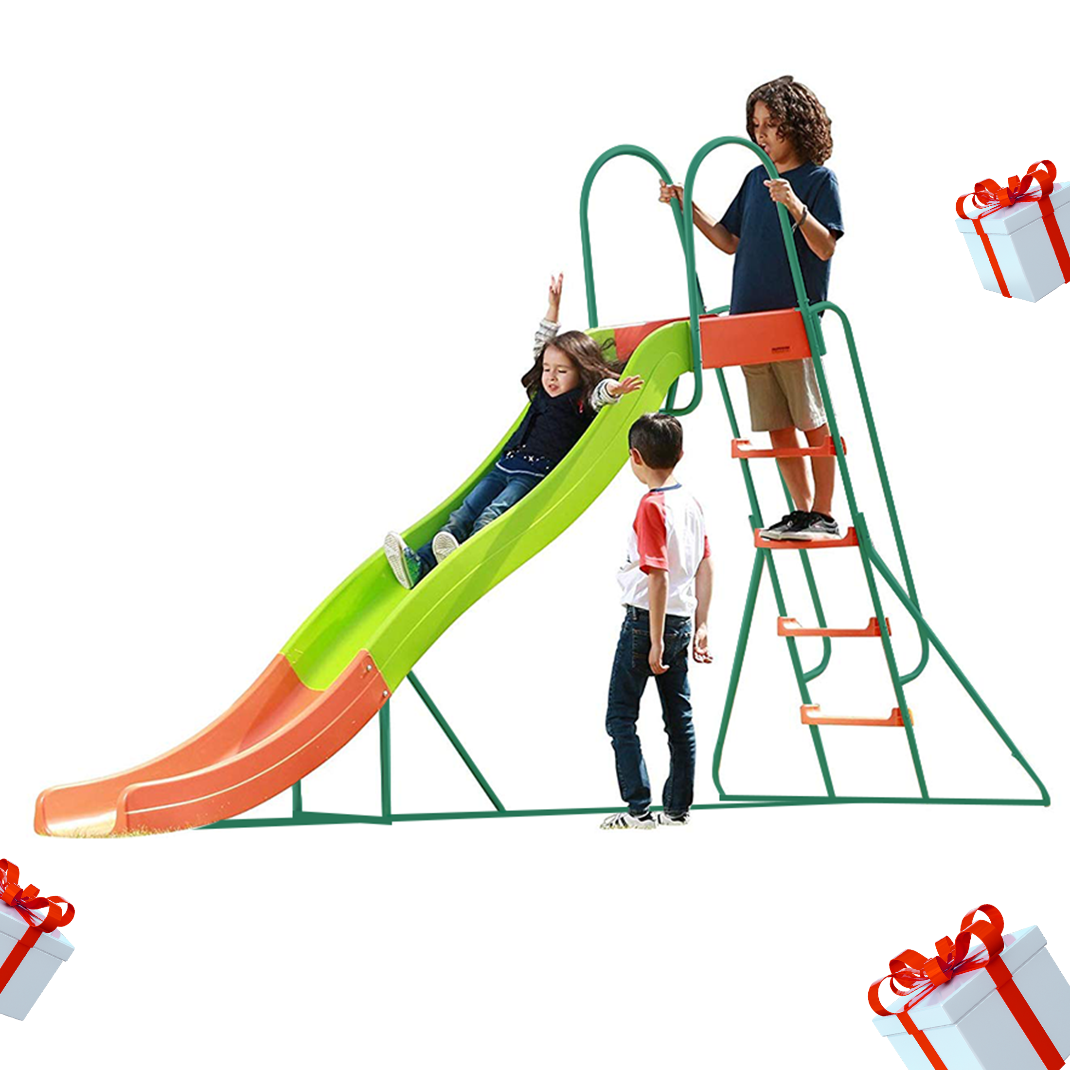 Stargo Double Lawn Slide Water Spraying Slip and Slide, Giant Backyard 25 feet Slide with 2