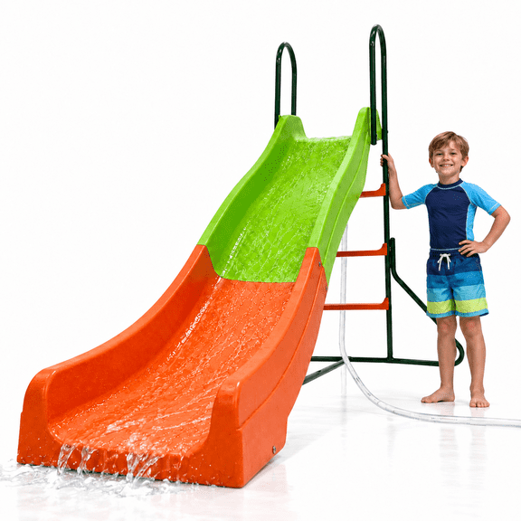 PLATPORTS Freestanding Kids Slide for Backyard Ages 3-10, 8ft Outdoor Playground Slide, Durable Plastic Indoor Outdoor Play Equipment, Easy Assembly